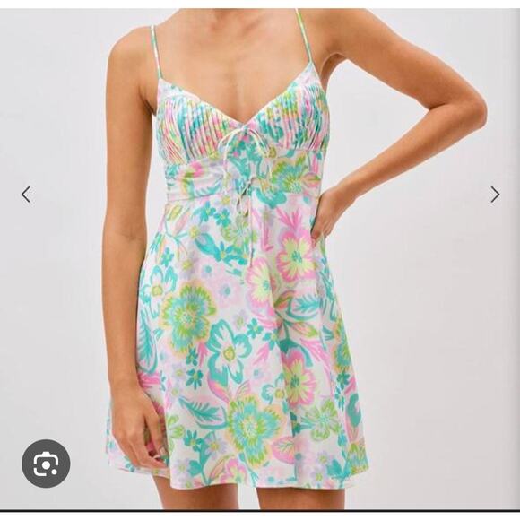 For Love Bell White Colorful Floral Mini Dress L - Picture 1 of 5